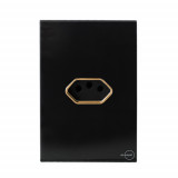 Conjunto Tomada horizontal 10a 4x2 - Novara Glass Preto Brilhante Gold